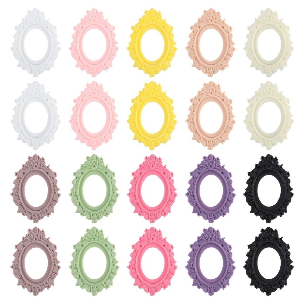5831 20 Pcs 10 Colors Resin Hollow Frame Pendant Cabochon Tray Jewelry